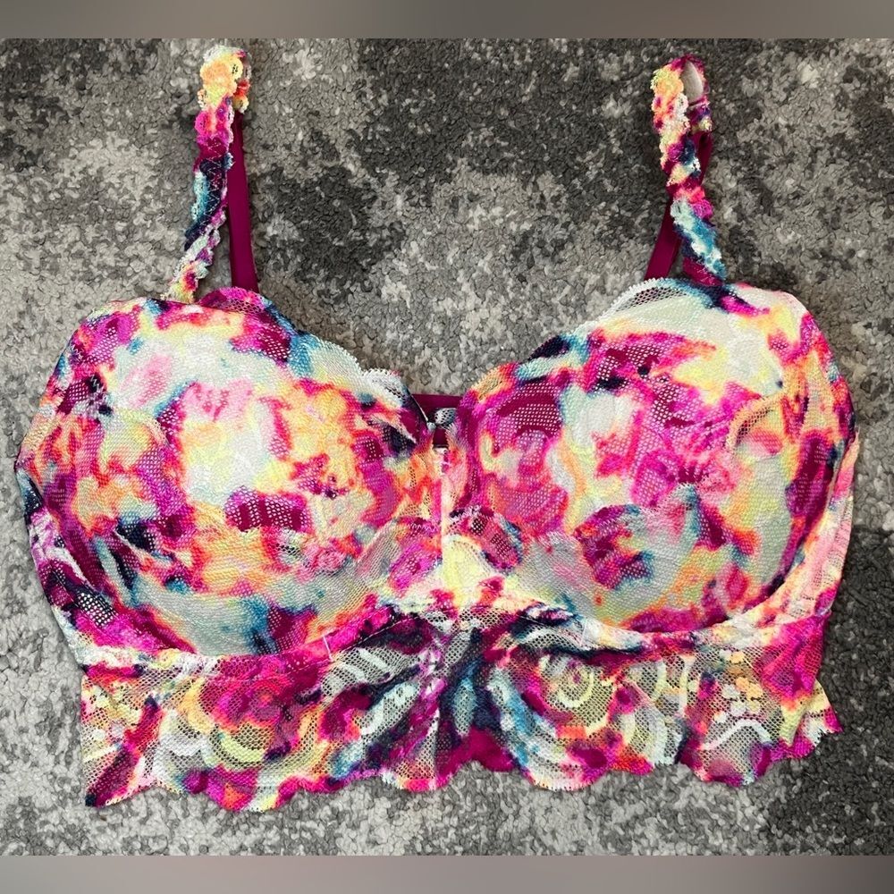 Victoria's Secret PINK multicolor lace push-up bralette Size S 34 A-C 32 C-D